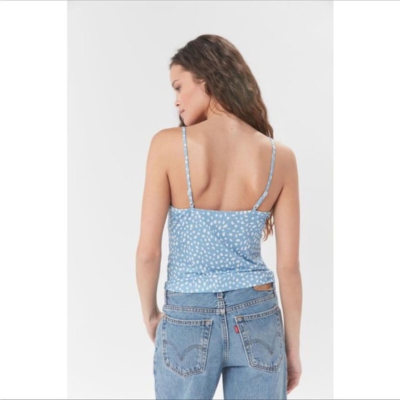 Urban Outfitters Ruby Cowl Neck Powder Blue White Tank Medium - Picture 2 of 5